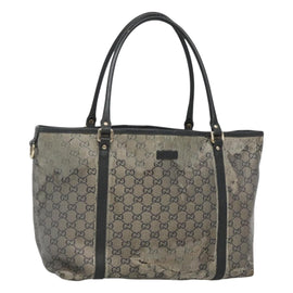 GUCCI GG Crystal Tote Bag Coated Canvas Navy Gold 197953 Auth 118745