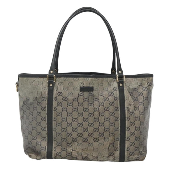 GUCCI GG Crystal Tote Bag Coated Canvas Navy Gold 197953 Auth 118745