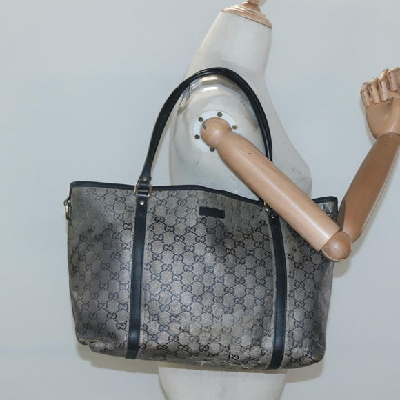 GUCCI GG Crystal Tote Bag Coated Canvas Navy Gold 197953 Auth 118745