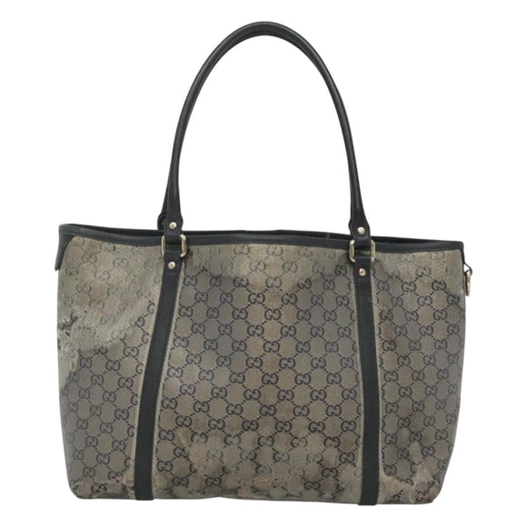 GUCCI GG Crystal Tote Bag Coated Canvas Navy Gold 197953 Auth 118745