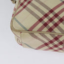 BURBERRY Nova Check Blue Label Shoulder Bag Canvas Beige Silver Auth 118746-16