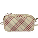 BURBERRY Nova Check Blue Label Shoulder Bag Canvas Beige Silver Auth 118746-2