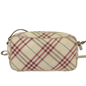 BURBERRY Nova Check Blue Label Shoulder Bag Canvas Beige Silver Auth 118746 - 0