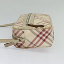 BURBERRY Nova Check Blue Label Shoulder Bag Canvas Beige Silver Auth 118746-3