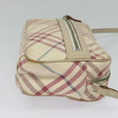 BURBERRY Nova Check Blue Label Shoulder Bag Canvas Beige Silver Auth 118746-4