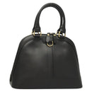 BURBERRY Hand Bag Leather Gold Black Auth 118748-1
