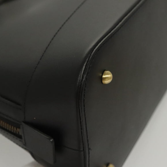 BURBERRY Hand Bag Leather Gold Black Auth 118748