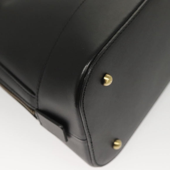 BURBERRY Hand Bag Leather Gold Black Auth 118748