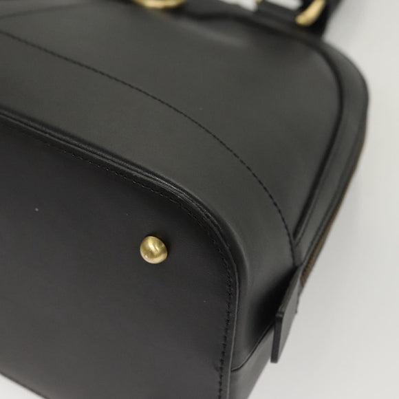 BURBERRY Hand Bag Leather Gold Black Auth 118748