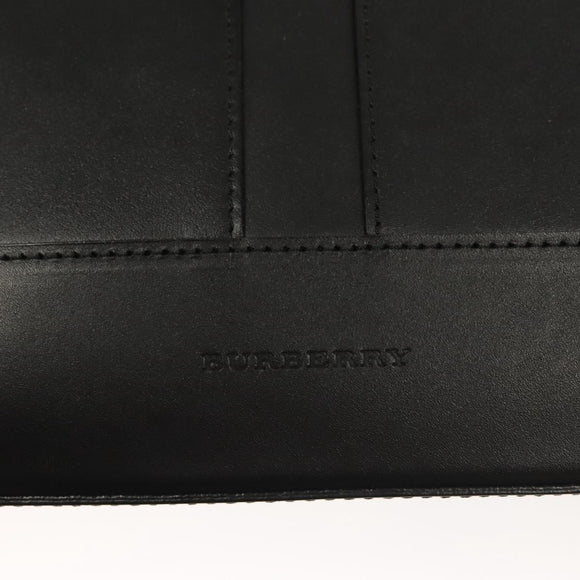 BURBERRY Hand Bag Leather Gold Black Auth 118748