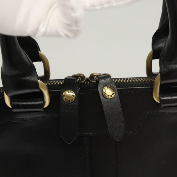 BURBERRY Hand Bag Leather Gold Black Auth 118748