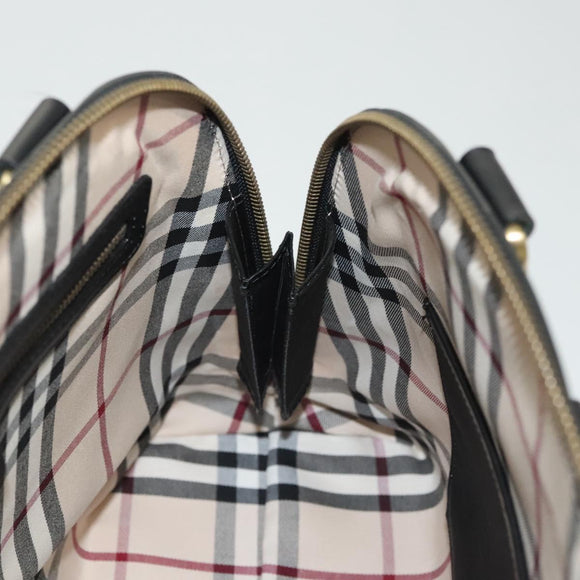 BURBERRY Hand Bag Leather Gold Black Auth 118748