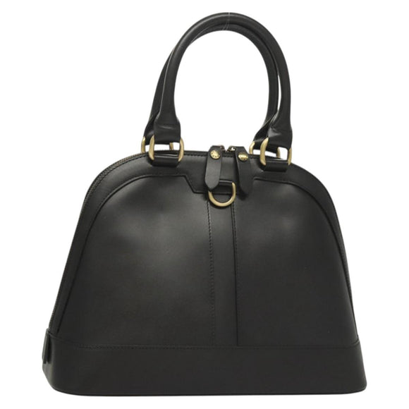 BURBERRY Hand Bag Leather Gold Black Auth 118748