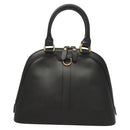 BURBERRY Hand Bag Leather Gold Black Auth 118748-13