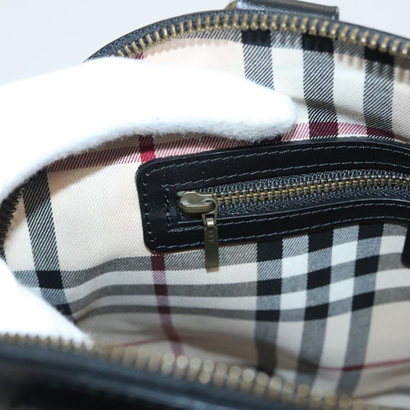 BURBERRY Hand Bag Leather Gold Black Auth 118748