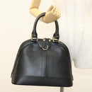 BURBERRY Hand Bag Leather Gold Black Auth 118748-22