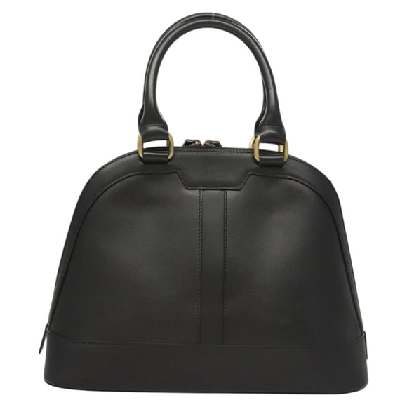 BURBERRY Hand Bag Leather Gold Black Auth 118748