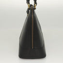 BURBERRY Hand Bag Leather Gold Black Auth 118748-3