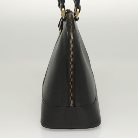 BURBERRY Hand Bag Leather Gold Black Auth 118748