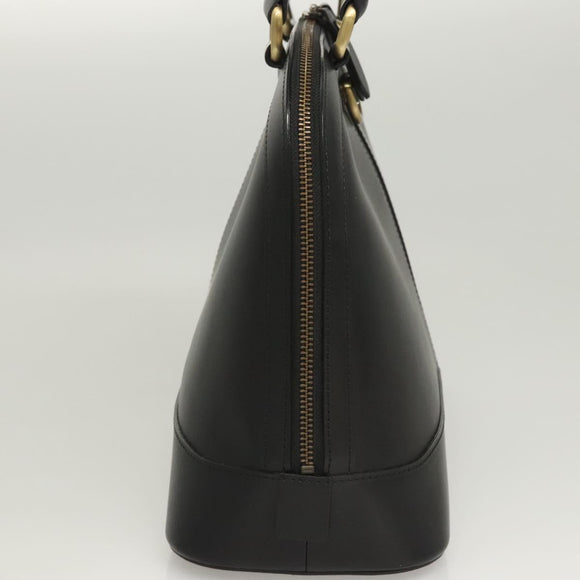 BURBERRY Hand Bag Leather Gold Black Auth 118748