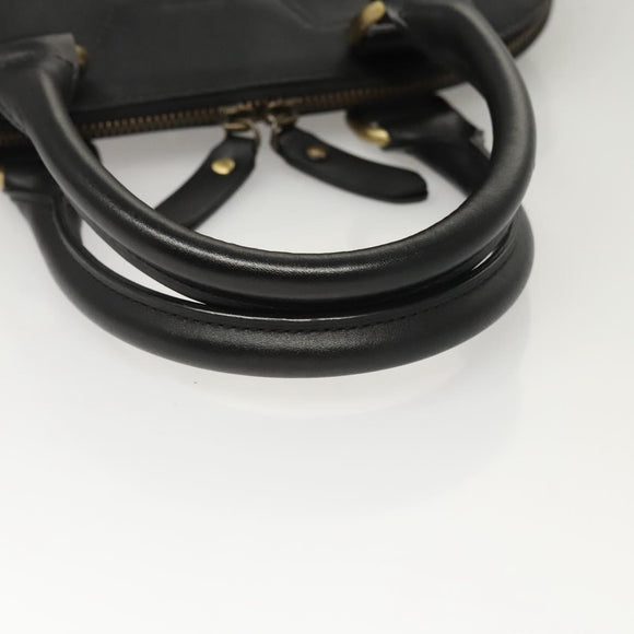 BURBERRY Hand Bag Leather Gold Black Auth 118748