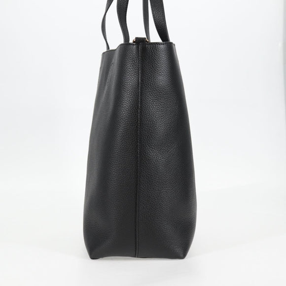 VERSACE Tote Bag Leather 2way Black Gold Auth 118750V