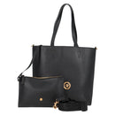 VERSACE Tote Bag Leather 2way Black Gold Auth 118751A-1