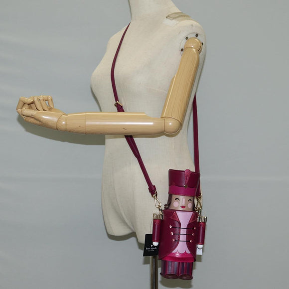 kate spade Soldier Shoulder Bag Leather Purple Gold Auth 118754V