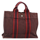 HERMES Fourre Tout PM Tote Bag Canvas Wine Red Auth 118757-1