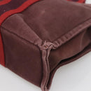 HERMES Fourre Tout PM Tote Bag Canvas Wine Red Auth 118757-9