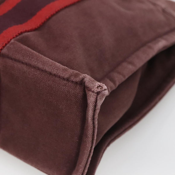 HERMES Fourre Tout PM Tote Bag Canvas Wine Red Auth 118757