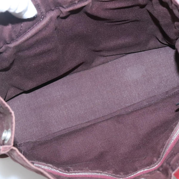 HERMES Fourre Tout PM Tote Bag Canvas Wine Red Auth 118757