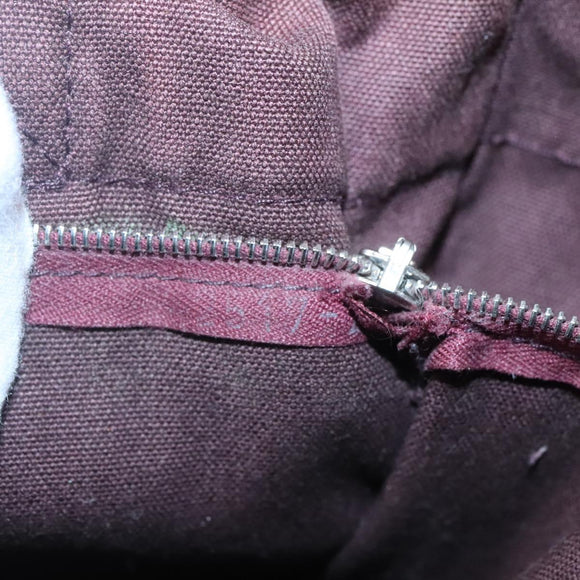 HERMES Fourre Tout PM Tote Bag Canvas Wine Red Auth 118757