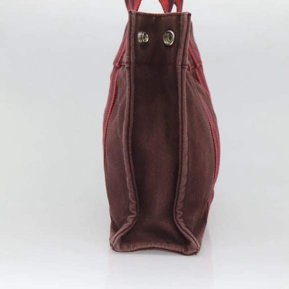 HERMES Fourre Tout PM Tote Bag Canvas Wine Red Auth 118757