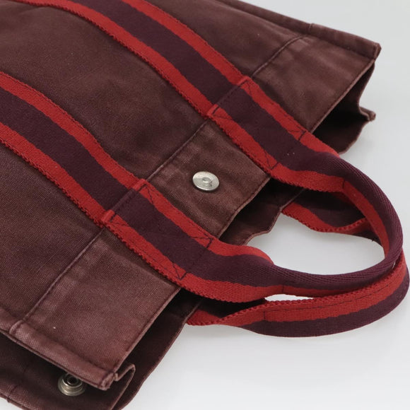 HERMES Fourre Tout PM Tote Bag Canvas Wine Red Auth 118757