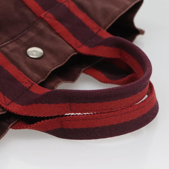 HERMES Fourre Tout PM Tote Bag Canvas Wine Red Auth 118757
