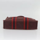 HERMES Fourre Tout PM Tote Bag Canvas Wine Red Auth 118757-5