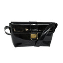 Salvatore Ferragamo Gancini Shoulder Bag Leather Black Gold Auth 118764-1
