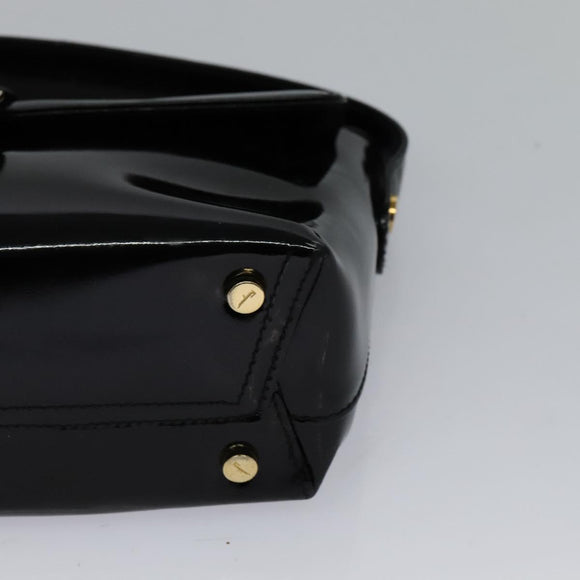 Salvatore Ferragamo Gancini Shoulder Bag Leather Black Gold Auth 118764