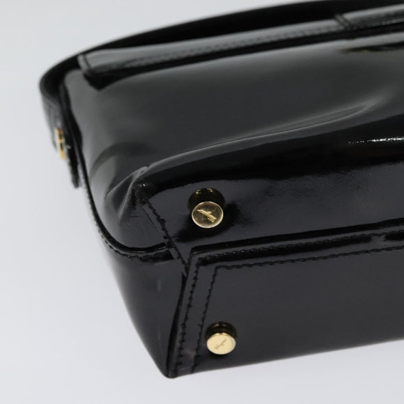 Salvatore Ferragamo Gancini Shoulder Bag Leather Black Gold Auth 118764