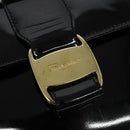 Salvatore Ferragamo Gancini Shoulder Bag Leather Black Gold Auth 118764-17