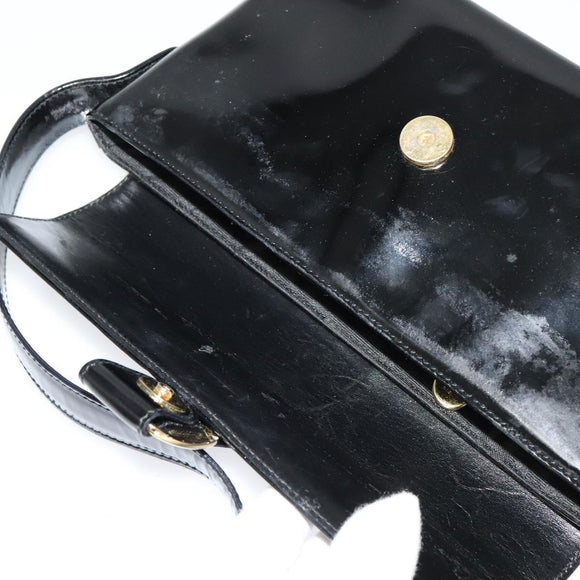 Salvatore Ferragamo Gancini Shoulder Bag Leather Black Gold Auth 118764