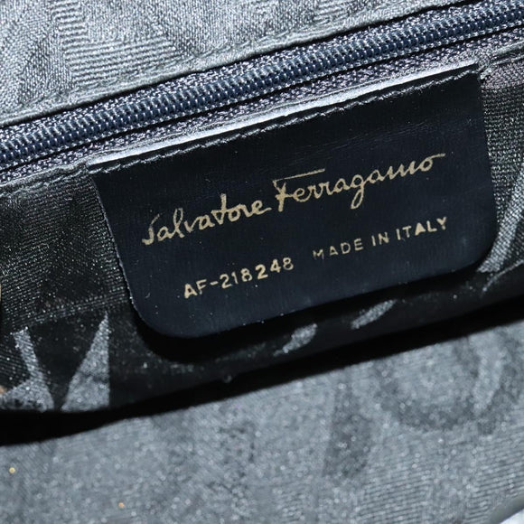 Salvatore Ferragamo Gancini Shoulder Bag Leather Black Gold Auth 118764