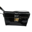 Salvatore Ferragamo Gancini Shoulder Bag Leather Black Gold Auth 118764-13