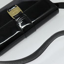 Salvatore Ferragamo Gancini Shoulder Bag Leather Black Gold Auth 118764-6