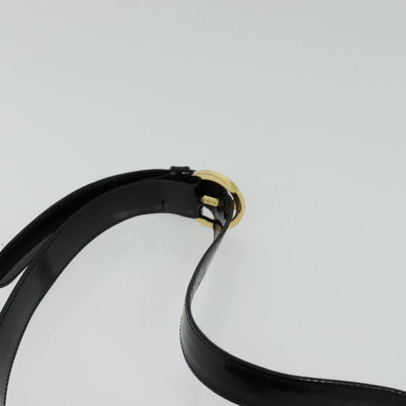 Salvatore Ferragamo Gancini Shoulder Bag Leather Black Gold Auth 118764