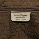 Salvatore Ferragamo Gancini Hand Bag Leather White Silver Auth 118766-15
