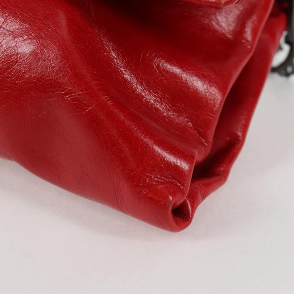 Miu Miu Chain Shoulder Bag Leather Red Auth 118770V