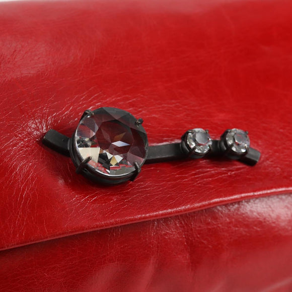 Miu Miu Chain Shoulder Bag Leather Red Auth 118770V