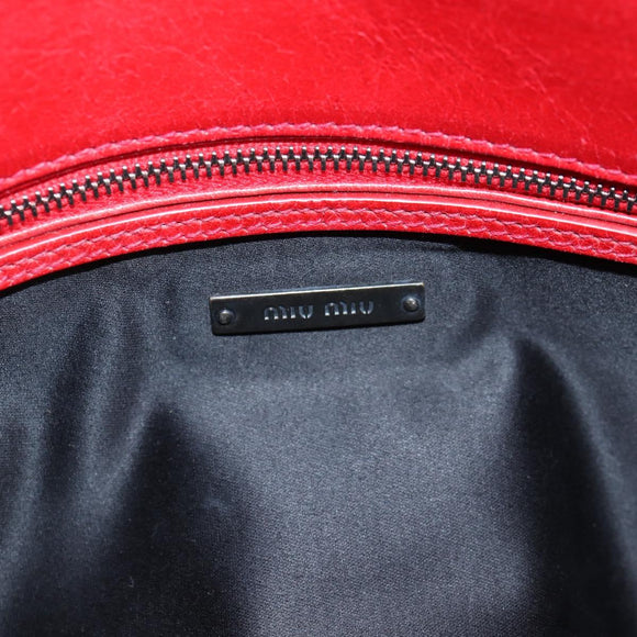 Miu Miu Chain Shoulder Bag Leather Red Auth 118770V